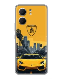 Чохол для OPPO A5x з картинкою «Жовтий Lamborghini місто»