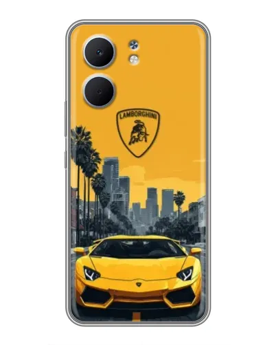 Чохол для OPPO A5x з картинкою «Жовтий Lamborghini місто»