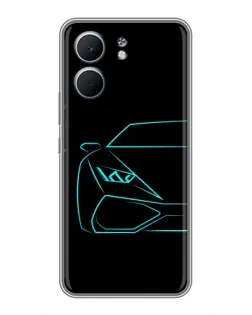 Чохол для OPPO A5x з картинкою «Блакитний силует Lamborghini»