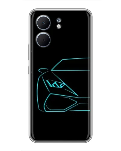 Чохол для OPPO A5x з картинкою «Блакитний силует Lamborghini»