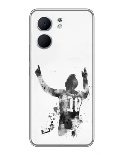 Чохол для OPPO A5x з картинкою «Чорно-білий силует Мессі»