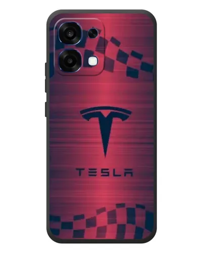 Чехол для OPPO A6 Pro с картинкой «Тесла красный карбон»