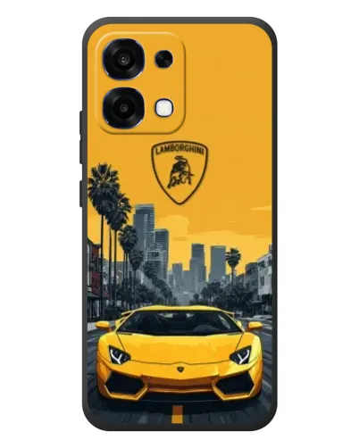 Чехол для OPPO A6 Pro с картинкой «Желтый Lamborghini город»