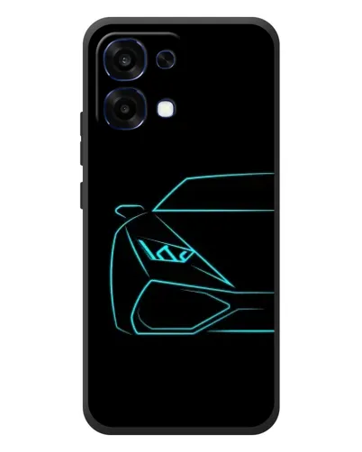 Чехол для OPPO A6 Pro с картинкой «Голубой силуэт Lamborghini»