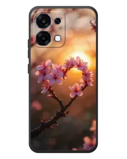 Чохол для OPPO A6 Pro з картинкою «Рожевий цвіт  сердечко на тлі заходу»