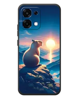 Чохол для OPPO A6 Pro з картинкою «Захід сонця з капібарою»