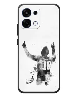 Чохол для OPPO A6 Pro з картинкою «Чорно-білий силует Мессі»