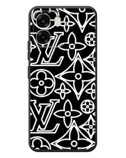 Чехол для OPPO A6 с картинкой «Черно-белый узор LV»