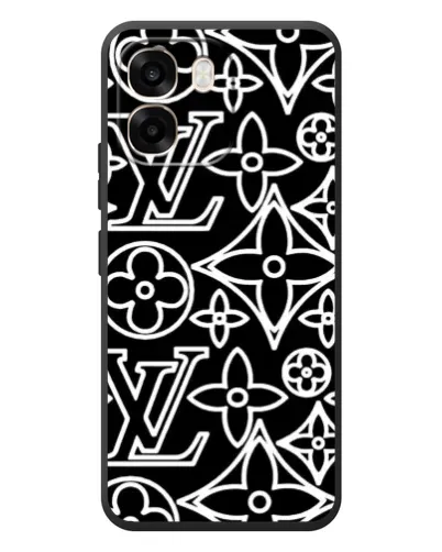 Чехол для OPPO A6 с картинкой «Черно-белый узор LV»