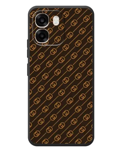 Чехол для OPPO A6 с картинкой «Gucci — золотые диагонали»