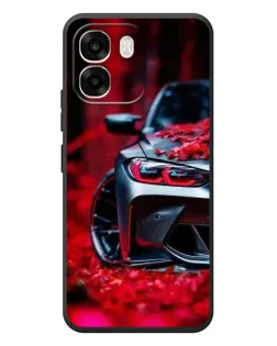 Чехол для OPPO A6 с картинкой «Спортивная BMW и цветы»