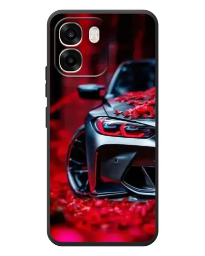 Чехол для OPPO A6 с картинкой «Спортивная BMW и цветы»