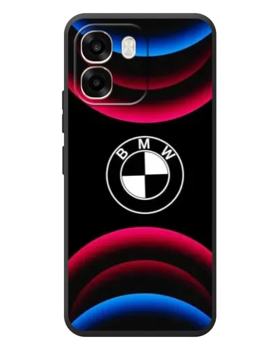 Чехол для OPPO A6 с картинкой «Логотип BMW и неоновые дуги»