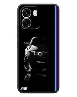 Чехол для OPPO A6 с картинкой «Силуэт BMW в темноте»