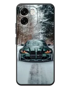 Чехол для OPPO A6 с картинкой «BMW в зимнем лесу»