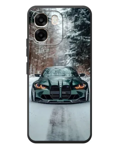 Чехол для OPPO A6 с картинкой «BMW в зимнем лесу»