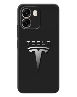 Чехол для OPPO A6 с картинкой «Стальной логотип Tesla»