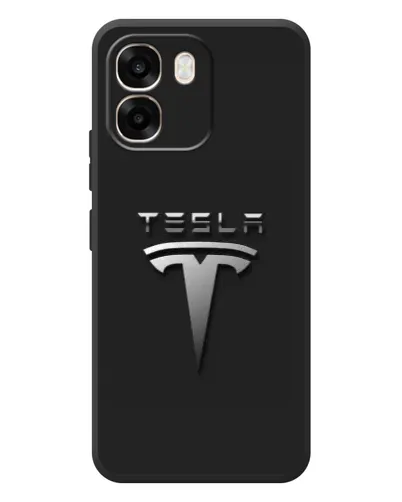 Чехол для OPPO A6 с картинкой «Стальной логотип Tesla»