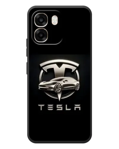 Чехол для OPPO A6 с картинкой «Tesla — серебристое авто»