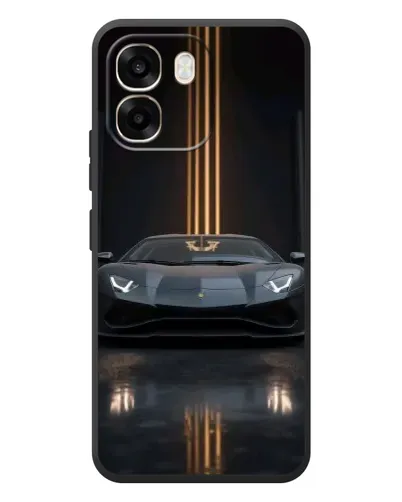 Чехол для OPPO A6 с картинкой «Lamborghini золотые линии»
