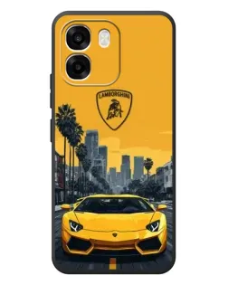 Чехол для OPPO A6 с картинкой «Желтый Lamborghini город»