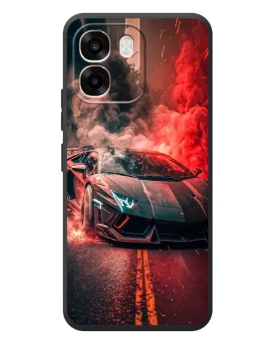 Чехол для OPPO A6 с картинкой «Lamborghini красный дым»