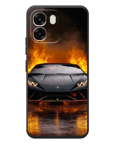 Чехол для OPPO A6 с картинкой «Lamborghini в огне»