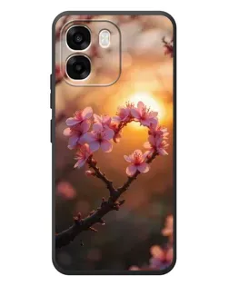 Чехол для OPPO A6 с картинкой «Розовый цвет сердце на фоне заката»