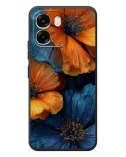 Чехол для OPPO A6 с картинкой «Яркая сине-оранжевая флора»