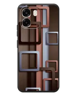 Чохол для OPPO A6 з картинкою «Коричневі об'ємні квадрати»