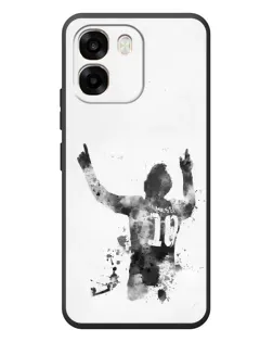 Чехол для OPPO A6 с картинкой «Черно-белый силуэт Месси»