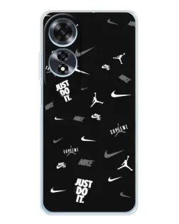 Чехол для OPPO A60 5G с картинкой «Nike Black Pattern»