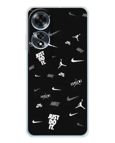 Чехол для OPPO A60 5G с картинкой «Nike Black Pattern» Чехол для OPPO A60 5G с картинкой «Nike Black Pattern»