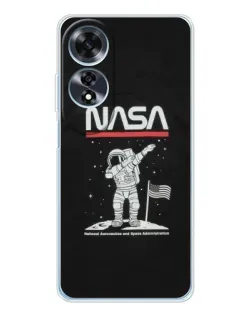 Чехол для OPPO A60 5G с картинкой «NASA — шагаем по Луне»