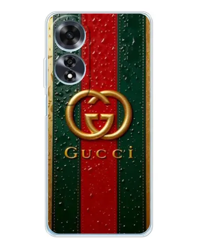 Чехол для OPPO A60 5G с картинкой «Gucci — фирменная полоса и золото» Чехол для OPPO A60 5G с картинкой «Gucci — фирменная полоса и золото»