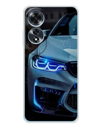 Чехол для OPPO A60 5G с картинкой «Взгляд BMW с синими фарами»