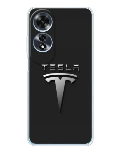 Чехол для OPPO A60 5G с картинкой «Стальной логотип Tesla»