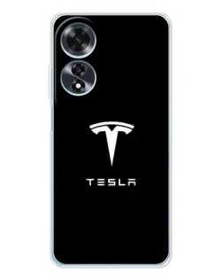 Чохол для OPPO A60 5G з картинкою «Tesla White Logo»