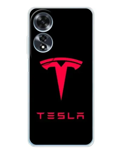 Чехол для OPPO A60 5G с картинкой «Tesla Red Logo»