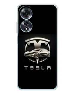 Чохол для OPPO A60 5G з картинкою «Tesla — срібне авто»