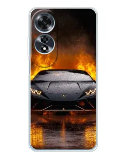 Чехол для OPPO A60 5G с картинкой «Lamborghini в огне»