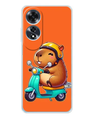 Чехол для OPPO A60 5G с картинкой «Капибара на скутере»
