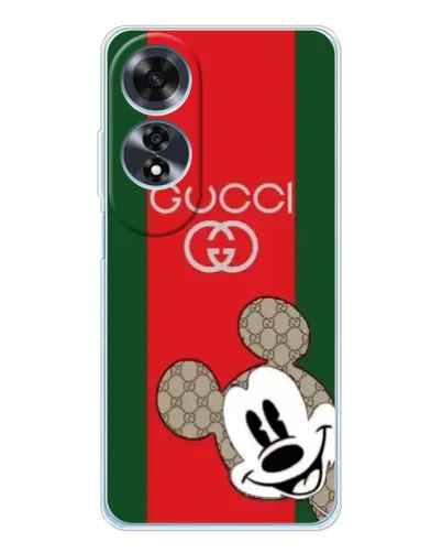 Чехол для OPPO A60 с картинкой «Gucci — полосы и Микки»