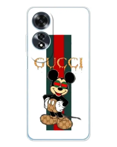 Чехол для OPPO A60 с картинкой «Микки Маус Gucci — полосы»