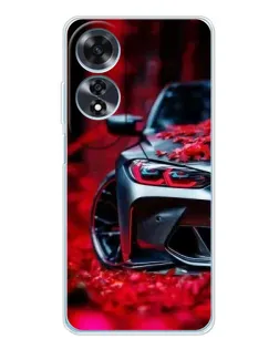 Чехол для OPPO A60 с картинкой «Спортивная BMW и цветы»