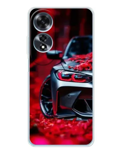Чехол для OPPO A60 с картинкой «Спортивная BMW и цветы»