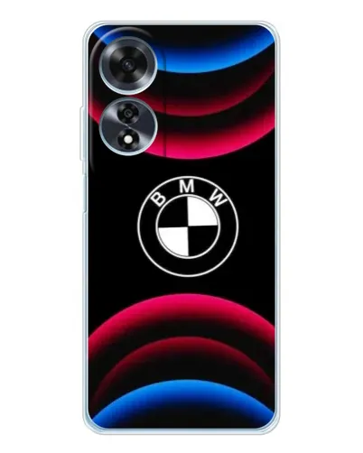 Чехол для OPPO A60 с картинкой «Логотип BMW и неоновые дуги»
