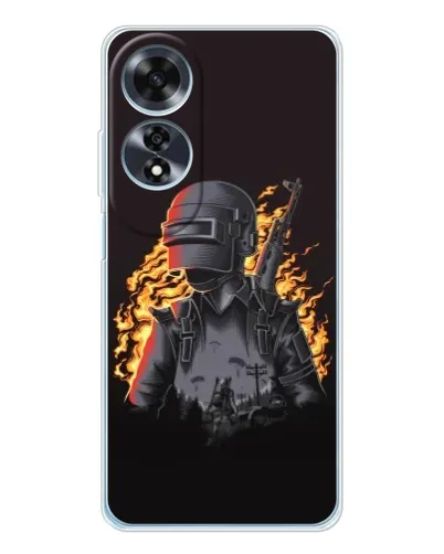 Чехол для OPPO A60 с картинкой «PUBG — огненный силуэт»