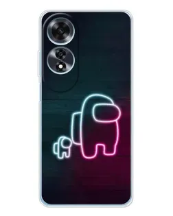 Чехол для OPPO A60 с картинкой «Among Us неон-арт»