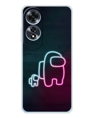 Чехол для OPPO A60 с картинкой «Among Us неон-арт»